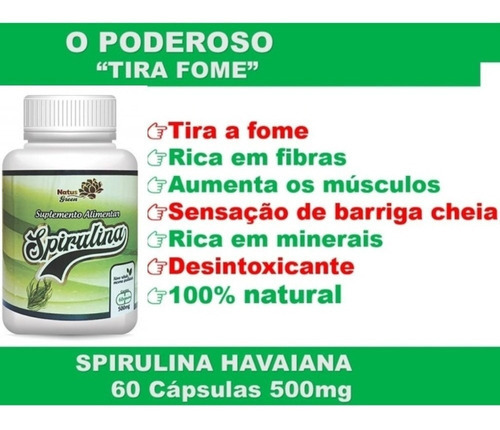 Remédio Para Emagrecer Spirulina 60 Cápsulas De 500mg