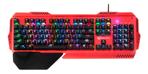 Teclado gamer Meetion MK20 QWERTY Español color rojo con luz RGB