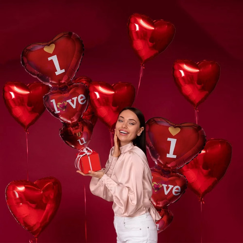 10 Globos Corazon Love San Valentin Amor Amistad 14 Febrero