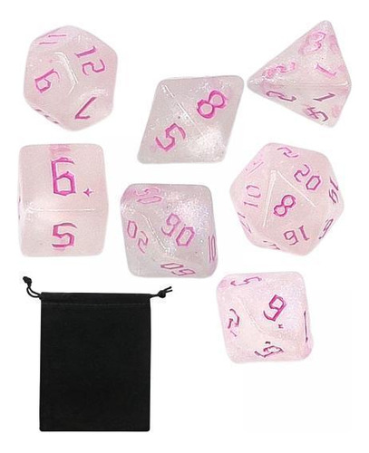 4 Conjunto De Dados Poliédricos Acrílicos 7 Cor De Rosa