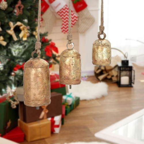 Campanas Navideñas Con Forma De Vaca, 3 Unidades, Elegantes
