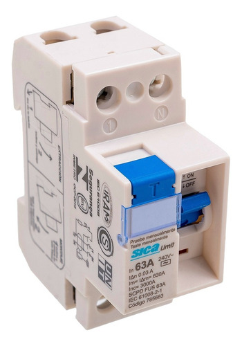 Imagen 4 de 6 de Disyuntor Diferencial Sica - Bipolar 63a - Garantía Oficial