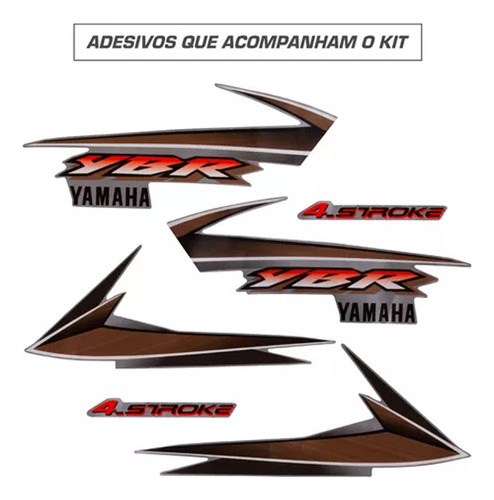 Kit Jogo Adesivos Completo Yamaha Ybr 125 Ano 2004 Cor Prata