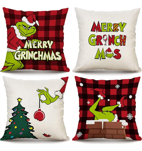 Fundas De Almohada Navideñas De 18 X 18 Pulgadas, Juego De 4