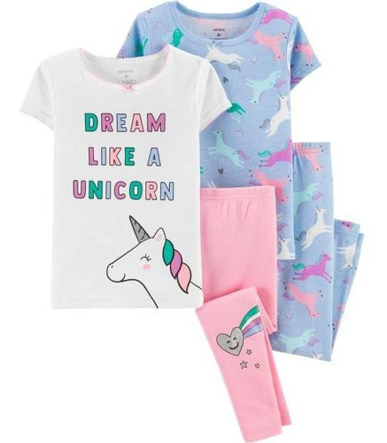 Pijama Carters 2 Pijamas 4 Pz Unicornio Ropa Niña Pantalón 