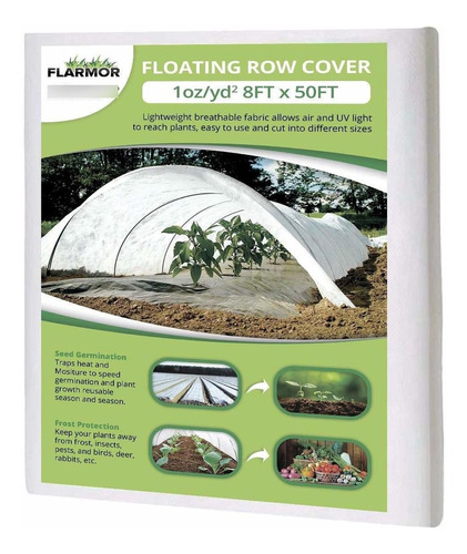 Flarmor Floating Row Cover 8x50 Ft Fabric Blanket- Protects 