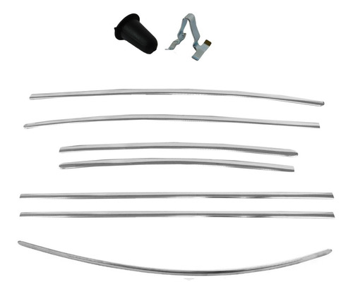 Jogo Frisos Aço Inox Fusca Alemão Para  Brasão 53-66 Grampos