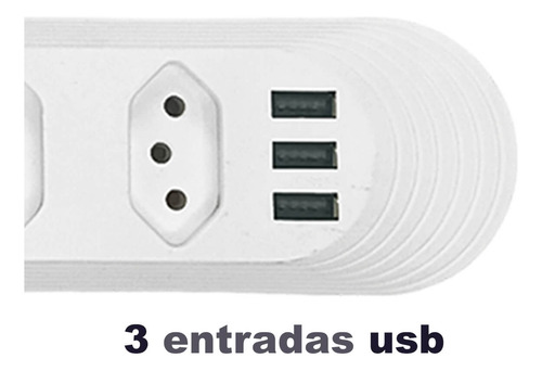 Extensão Bivolt Com 3 Usb Tipo-c E Botão