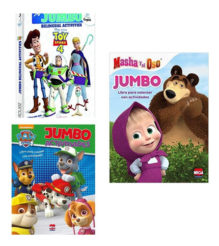 Libro Jumbo Para Colorear Y Actividades Kit 3 Pzas