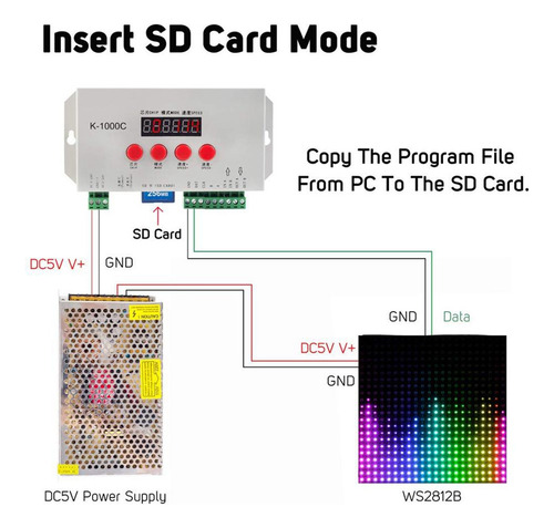 Guanchuan Controlador De Tarjeta Sd K1000c Controlador Rgb
