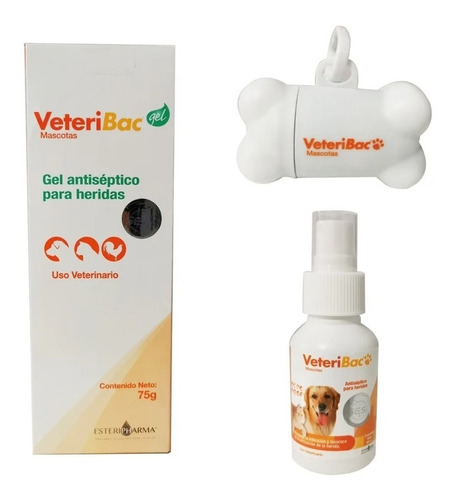  Veteribac Kit Antiséptico Heridas Spray 60 Ml Y Gel 75 Gr