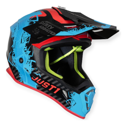 Casco Just1 J38 Mask Motocross Enduro Azul/rojo/negro