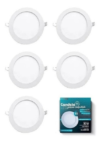 Kit 5 Plafón Panel Led Embutir 6w Bajo Consumo Potencia =30w