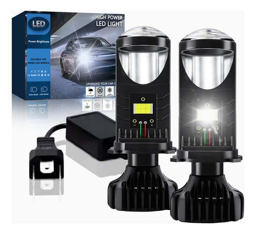 H4 Faros Proyector Alto Y Bajo De La Lupa Focos Kit Led Auto