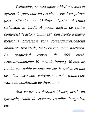 Alquiler Gran Salon, 900 Mts A Estrenar, Planta Alta