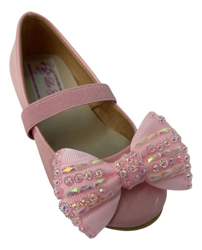 Balerina Zapato Zapatilla Flats Charol Rosita Con Moño Niña