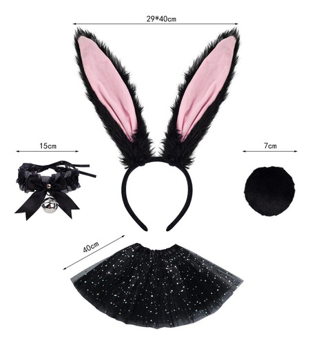 Diadema Con Orejas De Conejo, Conjunto De Cola, Tutú Para