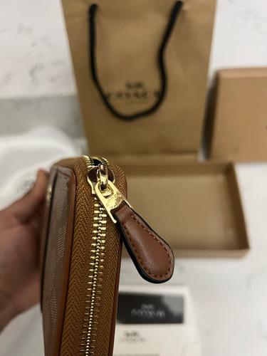 Cartera Para Dama Coach Monograma Brown, Original Grande Marrón Claro Liso