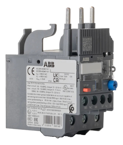 Relé Sobrecarga Térmica Tf42-38 Abb 35...38a 1saz721201r1055