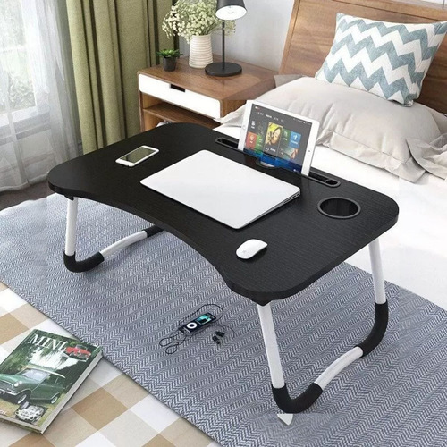 Mesa Suporte Notebook Dobrável Cama Sofá Trabalho Estudo Cor Preto