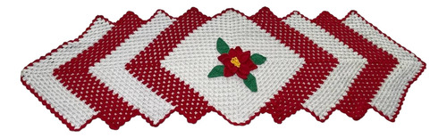 Camino De Mesa Tejido A Mano Navidad Noche Buena Color Blanco Granny Square