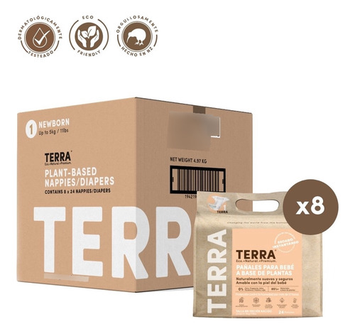 Pañales Terra Biodegradables Caja X 8 Paquetes