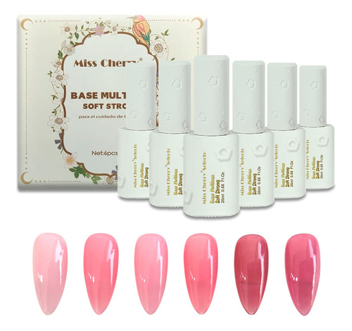 Miss Cherry Gel Esmalte Para Uñas Uv Led Base Multiuso 6 Pzs Color Gama A