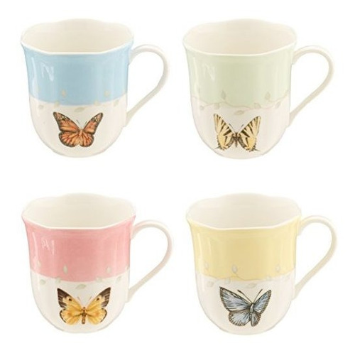 Plato Para Re Mariposa Pradera Taza Set 4 Blanco