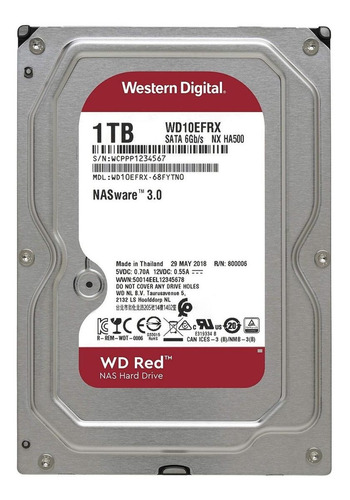 interno Western Digital WD Red WD10EFRX 1TB rojo