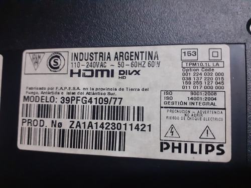 Placa Fuente Philips 39pfg4109/77 Impecable!!