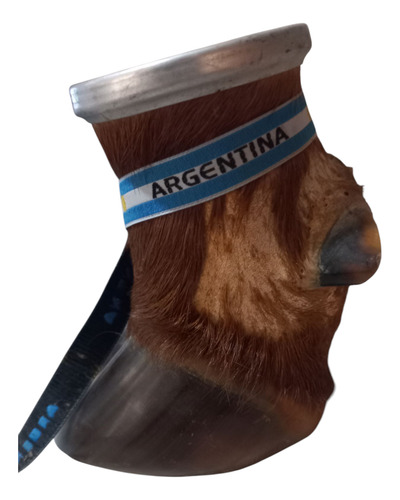 Mate De Pezuña De Vaca .de Madera..leer Bien Marrón Personalizado (Usado)
