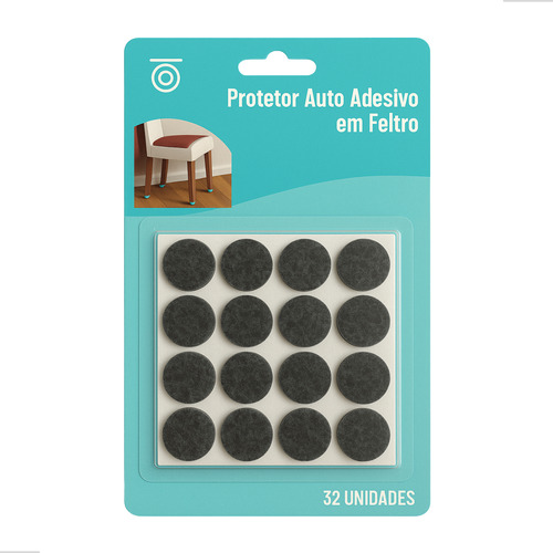 Kit 32 Protetores Feltro Adesivo Pé De Mesa E Cadeira Moveis