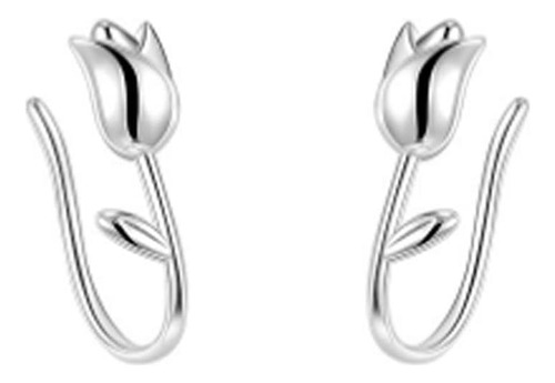 Lindos Pendientes De Tulipán Para Mujeres Niñas S925 Plata