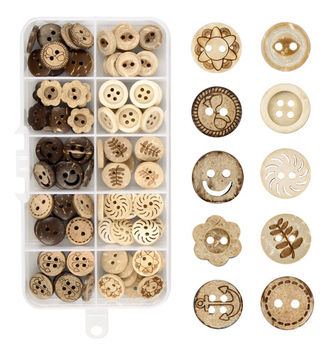 Botones De Costura De Madera De 100 Piezas