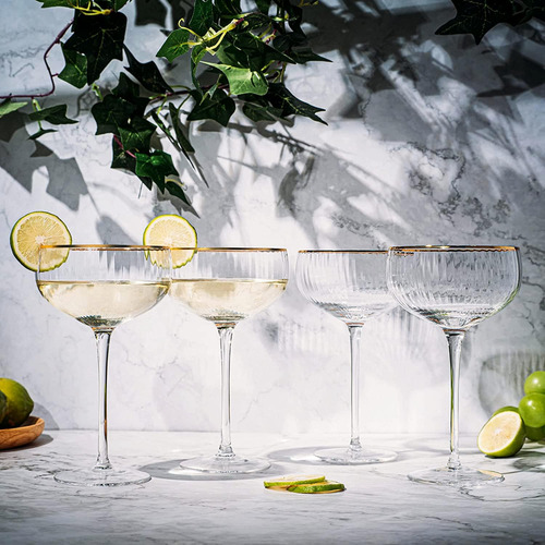 The Wine Savant Copas Coupe Con Borde Dorado De 11 Oz, Juego