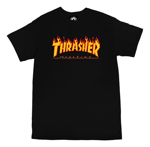 Thrasher Original Flame Negro Remera