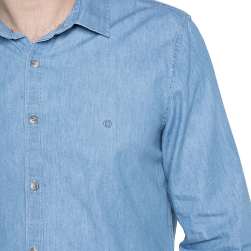 Camisa Denim Manga Larga Potros Color Celeste