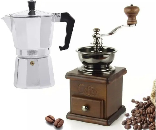 Cafetera Italiana 3 Tazas Cafetera Portatil + Molinillo Cafe | Cuotas sin  interés