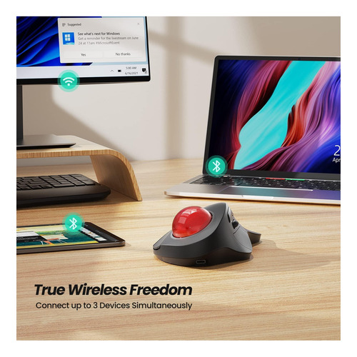 Mouse De Trackball Ergonómico Inalámbrico De Nulea, Mouse De