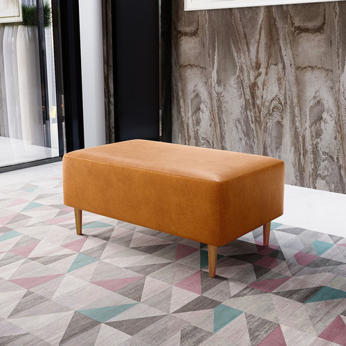 Puff Lyam Decor Cléo pés palito cuero whisky/madera