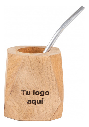 Mate Madera Hexagonal C/bombilla (opc. Logo, Frase O Nombre)