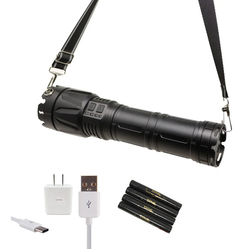 Linterna Lampara Táctica Led De Largo Alcance Recargable Led
