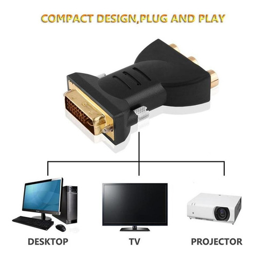 L Adaptador Dvi A 3 Rca, 24 + 5 Macho A Hembra For Hdtv Hdmi