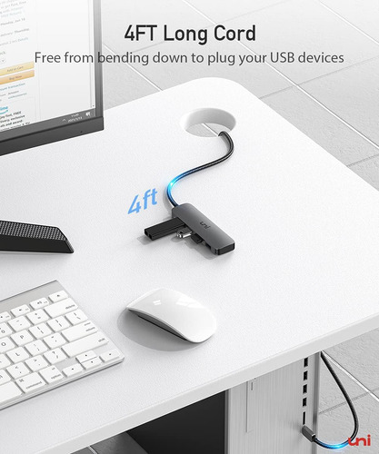 Hub Usb-c Uni A 4 Puertos Usb 3.0 Cable De 1.2 Mt
