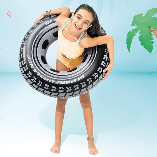 Flotador Inflable Abahub Forma De Neumático 85cm Piscina