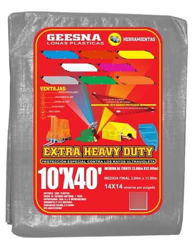 Lona Geesna Extra Heavy Duty (pesada) 10x40 Ft (3 X 12 M)