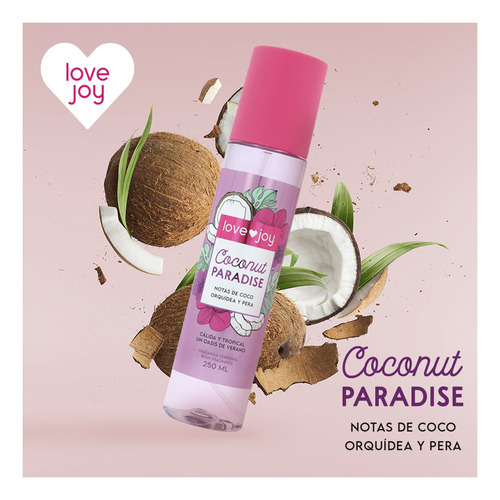 Body Mist Fragancia Coconut Paradise Love Joy By Bioscents