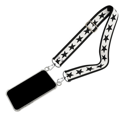 Para Todos Los Iphone 13 Correa Colgante + Funda Reforzada Blanca Con Estrellas Iphone 13 Pro Max
