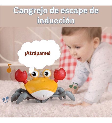 Cangrejo Musical Y Luz Led, Con Sensor Para Evitar Obstáculo