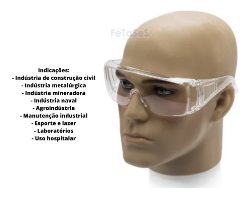2 Óculos Segurança Epi Proteção Sobrepor Ao De Grau Incolor | MercadoLivre